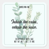 Rejuvenerende Eucalyptus Salie Kaars Sticker Label (Voorkant)