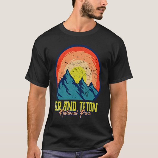  rek van het nationale park Retro Grand Teton T-shirt (Voorkant)