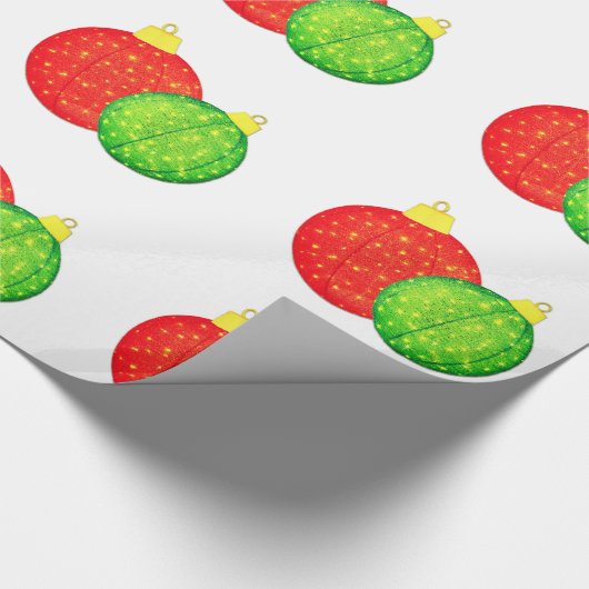 Rekd en Green Ornamenten Wrapping Paper Cadeaupapier (Hoek)