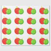 Rekd en Green Ornamenten Wrapping Paper Cadeaupapier (Vlak)