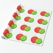 Rekd en Green Ornamenten Wrapping Paper Cadeaupapier (Uitgerold)