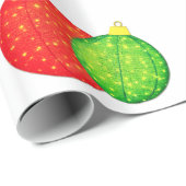 Rekd en Green Ornamenten Wrapping Paper Cadeaupapier (Rol Hoek)
