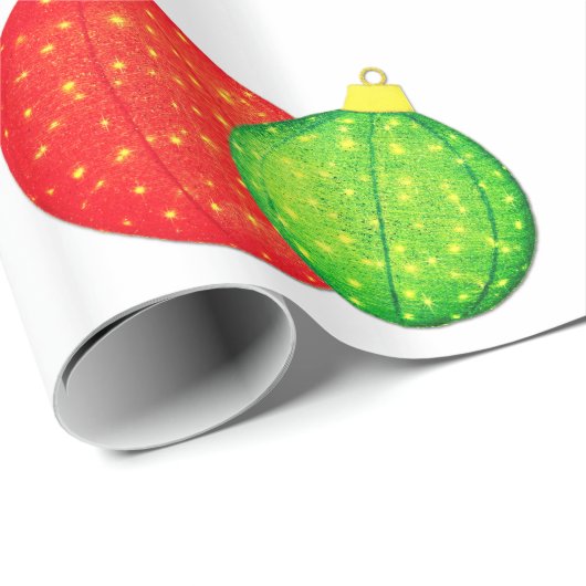 Rekd en Green Ornamenten Wrapping Paper Cadeaupapier (Rol Hoek)