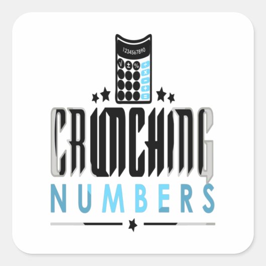 Rekeninghouder - Crunching Numbers Vierkante Sticker (Voorkant)