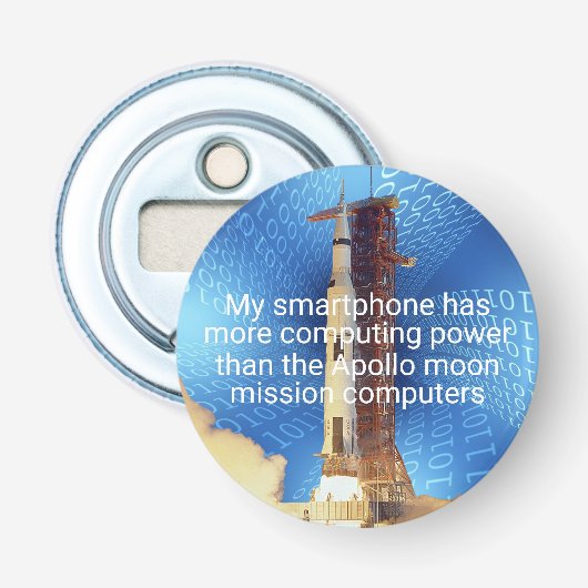 Rekenkracht van Apollo 11 Button Flesopener (Voorkant)