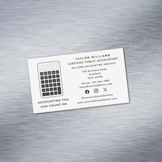 Rekenmachine Accountant Geld Actuaris Sociale Medi Magnetisch Visitekaartje (Voorbeeld)