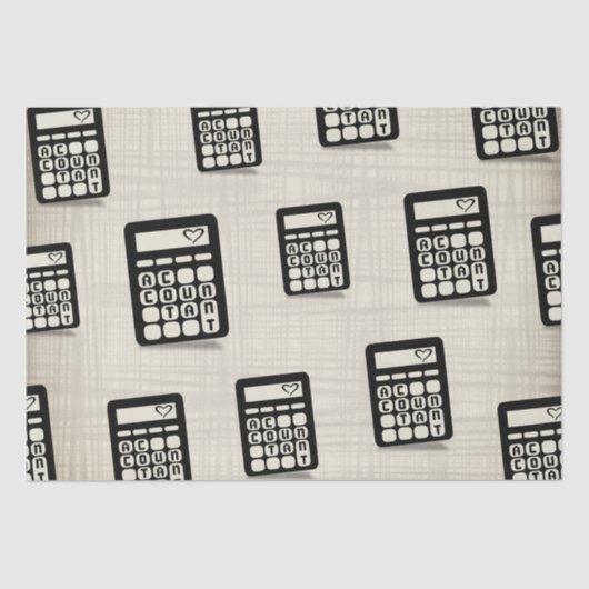 Rekenmachine Accountant Hart Gouden Tissuepapier (Voorkant)