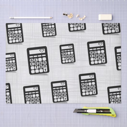 Rekenmachine Accountant Hart Grijs Tissuepapier (Craft)