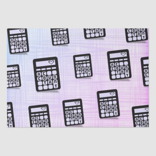 Rekenmachine Accountant Hart Roze Blauw Paarse Tissuepapier (Voorkant)