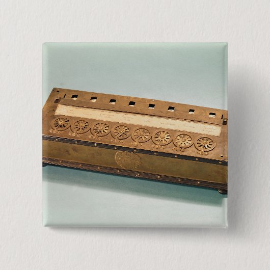 Rekenmachine uitgevonden door Blaise Pascal Vierkante Button 5,1 Cm (Voorkant)