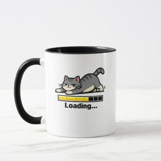 Rekkende kat laadbalk Grappige Motivatie Kar Mok (Links)