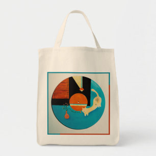 Rekkende Kat Retro Plaat Illustratie Tote Bag