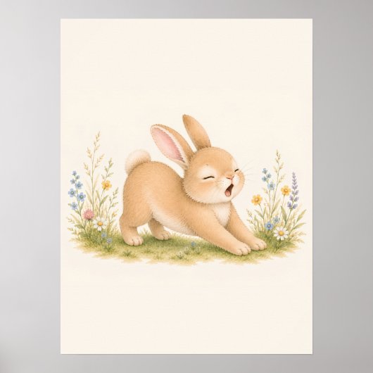 Rekkende Kleine Konijn Nursery Poster (Voorkant)