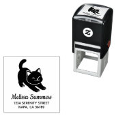 Rekkende Zwarte Kat Adres Zelfinktende Stempel (In situ)