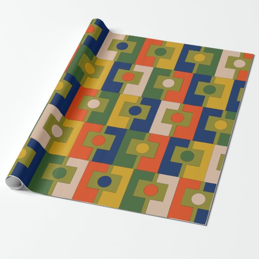 Rektangel Mid Century Modern geometrisch patroon Cadeaupapier (Uitgerold)
