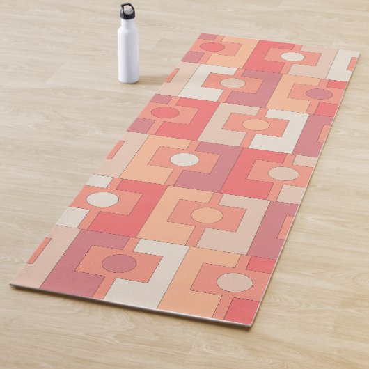 Rektangel Peach Pink Retro Hedendaagse Geometrisch Yogamat (In situ)