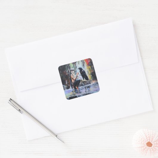 Relais Vierkante Sticker (Envelop)