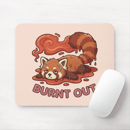 Relatable "Burnt Out" Red Panda – Cute Melted Aest Muismat (Met muis)