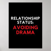 Relatie status vermijden van drama, grappige singl poster (Voorkant)