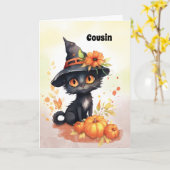  Relatie Sweet Halloween Cat Kaart (Gele Bloem)