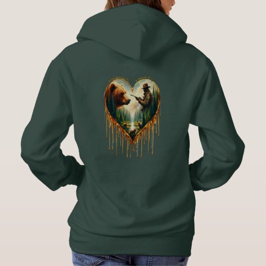 Relatie tussen Hunter grizzly Beer en herten Hoodie (Achterkant)