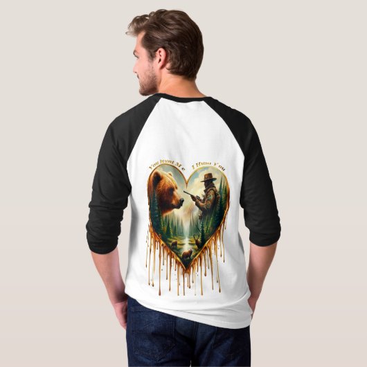 Relatie tussen Hunter grizzly Beer en herten T-shirt (Achterkant volledig)
