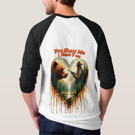 Relatie tussen Hunter grizzly Beer en herten T-shirt (Achterkant)