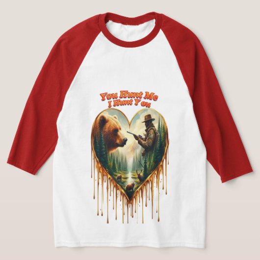 Relatie tussen Hunter grizzly Beer en herten T-shirt (Laagn)