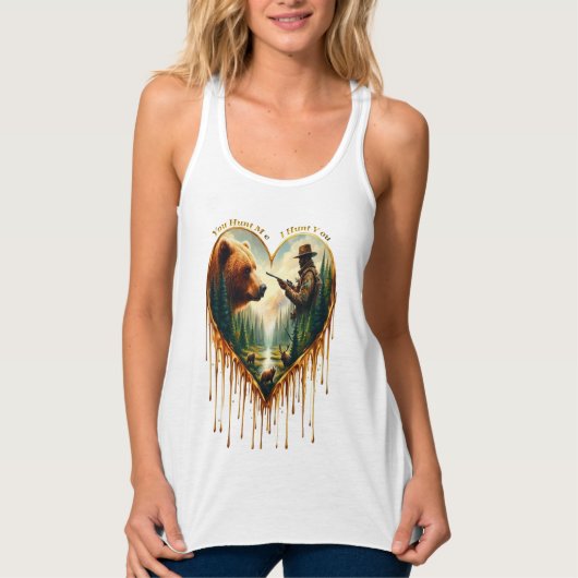 Relatie tussen Hunter grizzly Beer en herten Tanktop (Voorkant)