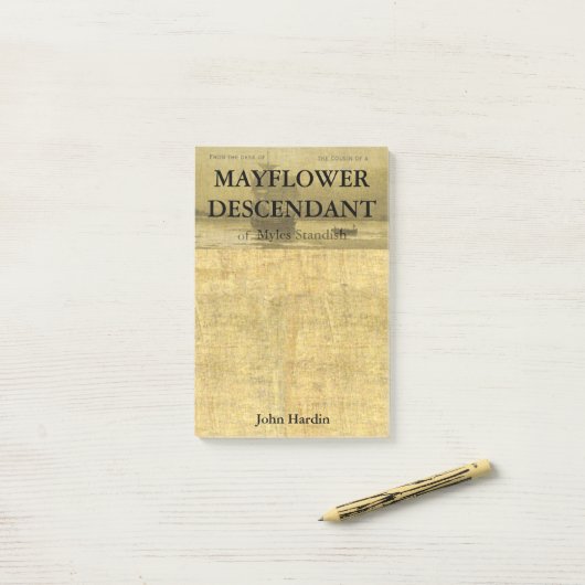 Relatief van Mayflower Descendants Myles Standish Post-it® Notes (Op bureau)