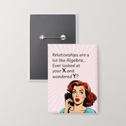 Relaties zijn als Algebra Funny Quip Button (Voorkant / Achterkant)