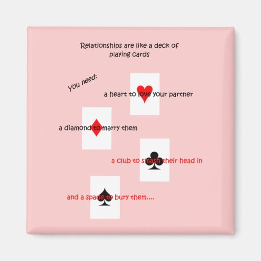'Relaties zijn als een pak speelkaarten..' Magneet (Voorkant)