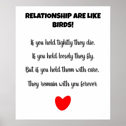 Relaties zijn als vogelliefde poster (Voorkant)