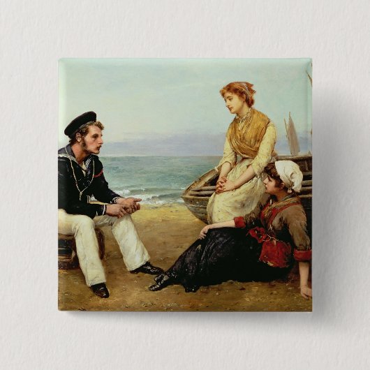 Relating his Adventures, 1881 Vierkante Button 5,1 Cm (Voorkant)