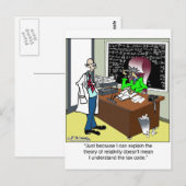 Relativiteitstheorie en belastingcode briefkaart (Voorkant / Achterkant)