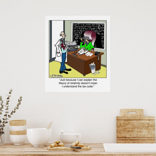 Relativiteitstheorie en belastingcode poster (Keuken)