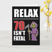 Relax 70 is geen fatale grimmige Reaper Verjaardag Kaart (Gele Bloem)