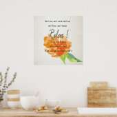 RELAX AAN ONTVANGST, AAN VIBRATE ORANJE FLORAL POSTER (Keuken)