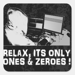 Relax, alleen één en twee vierkante sticker