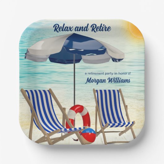 Relax and Retire Tropical Beach Chair Retirement Papieren Bordje (Voorkant)