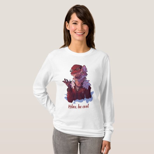 Relax be cool, wolf t-shirt (Voorkant volledig)