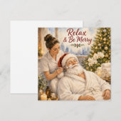 Relax & Be Merry | Kerstkaart met Kerstman die een (Voorkant / Achterkant)
