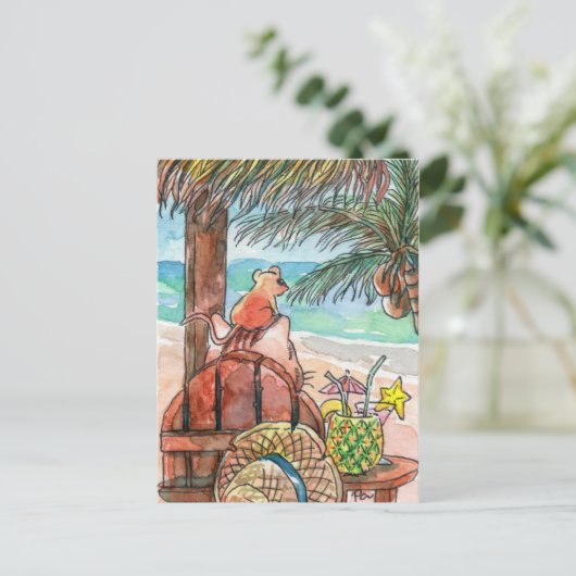 Relax bij strand briefkaart (Staand voorkant)