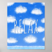 Relax - Blue Sky Zee Clouds Inspirerend Seascape Poster (Voorkant)