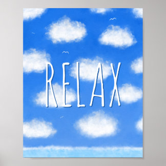 Relax - Blue Sky Zee Clouds Inspirerend Seascape Poster