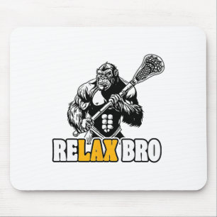 Relax Bro Funny Gorilla Lacrosse Speler Animal Lax Muismat