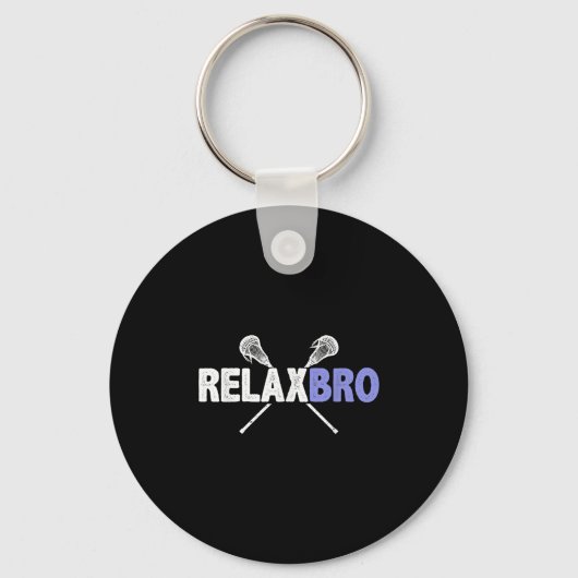 Relax bro grappige lacrosse speler woordspeling la sleutelhanger (Voorkant)