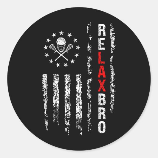 Relax Bro Lacrosse Grappige Lacrosse Speler Sticks Ronde Sticker (Voorkant)