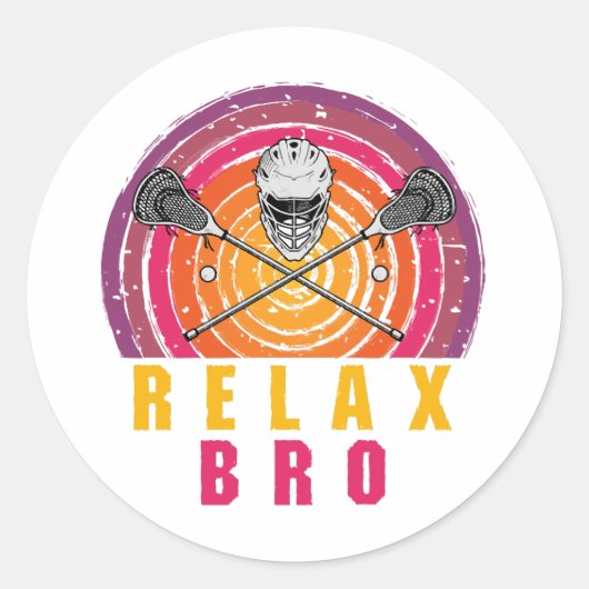 Relax Bro Lacrosse Ronde Sticker (Voorkant)
