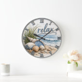 Relax Coastal Beach Ocean Beach House Decor Grote Klok (Huis)
